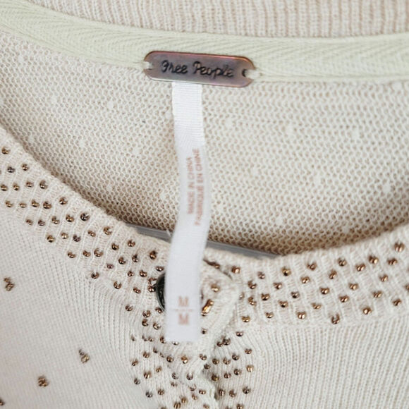 Free People Tea Combo Cardigan Sweater in Creamy Beige, sz Medium - Picture 3 of 14